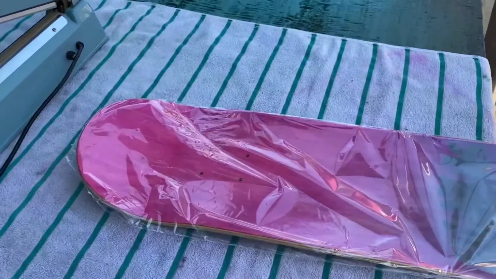 steps of wrapping skateboard
