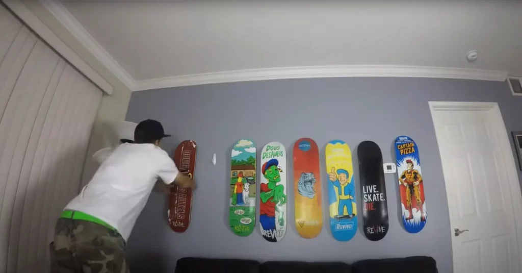 how to hang skateboard deck on wall without nails
