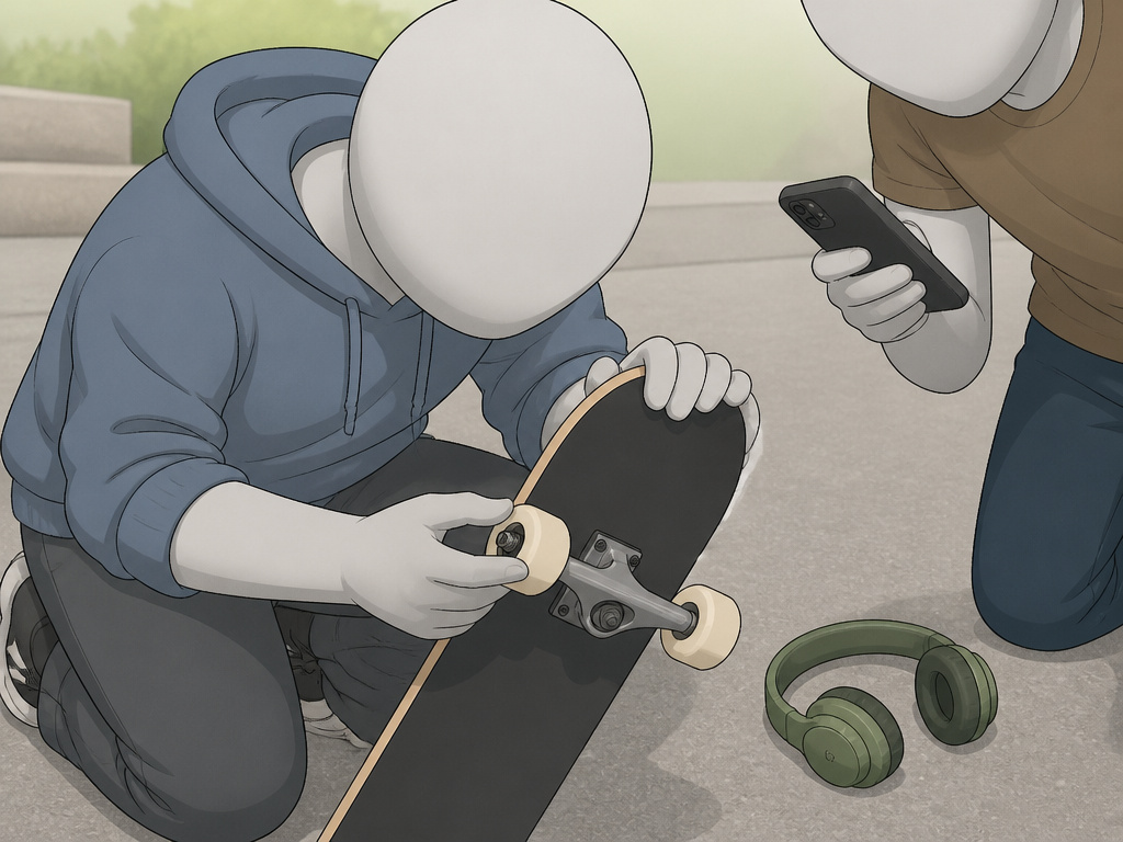 Skateboard safety checklist showing gear inspection and a buddy system.