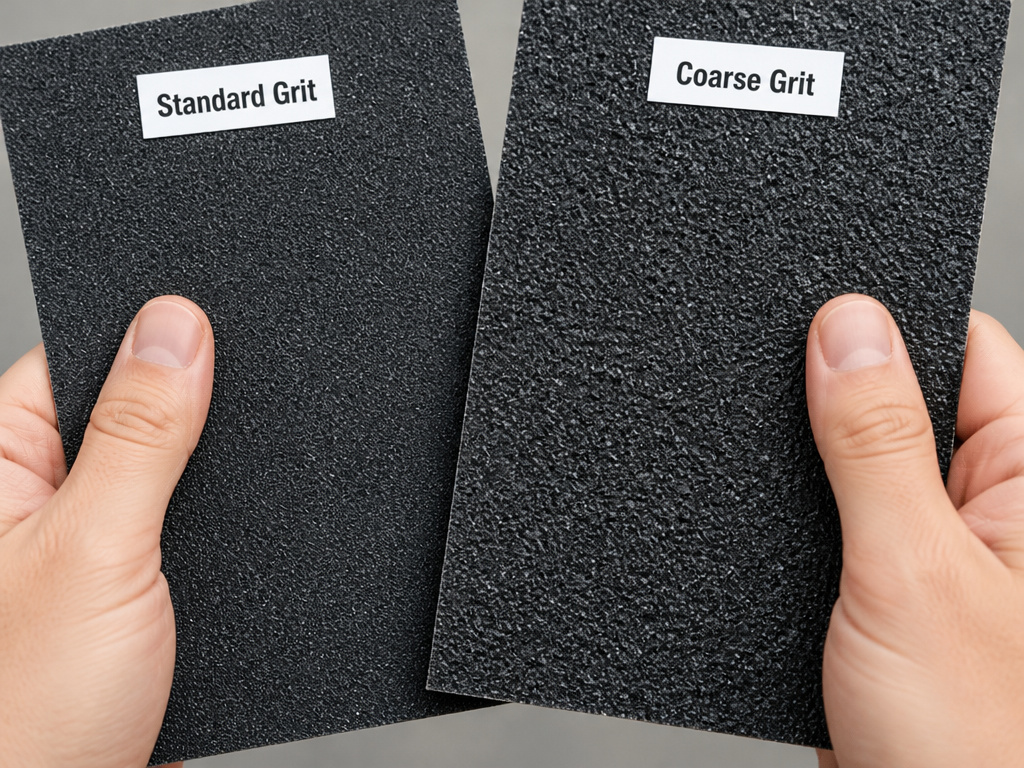 Comparing standard grit versus coarse grit skateboard grip tape textures.