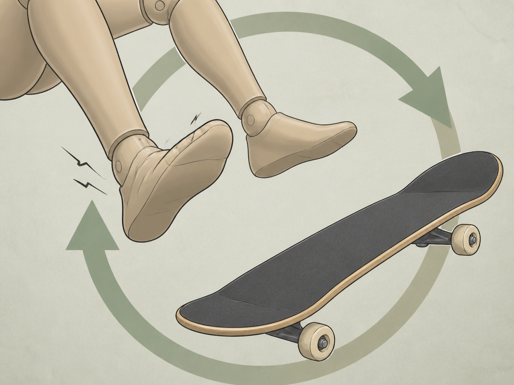 Skateboard kicking out in a loop, illustrating the cycle of frustration when committing to tricks.