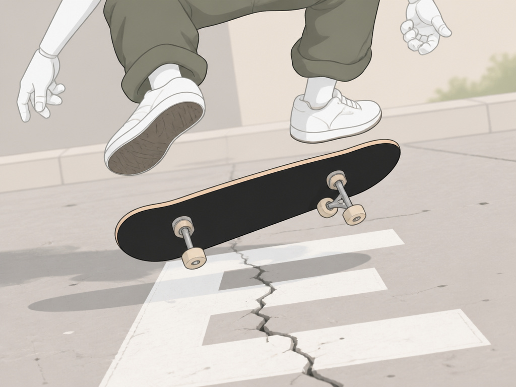 Skateboarder commits to a trick under pressure during a game of SKATE