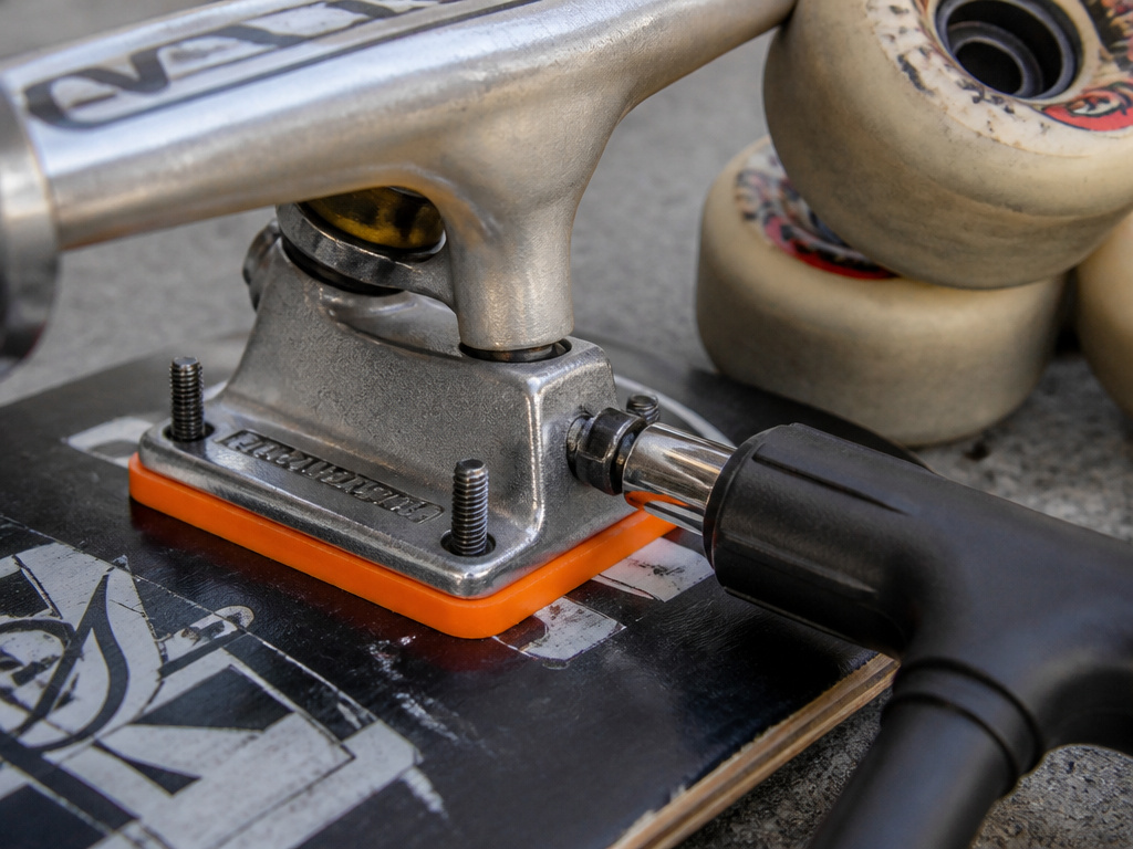 Installing a riser pad and longer bolts on a skateboard truck for park skating